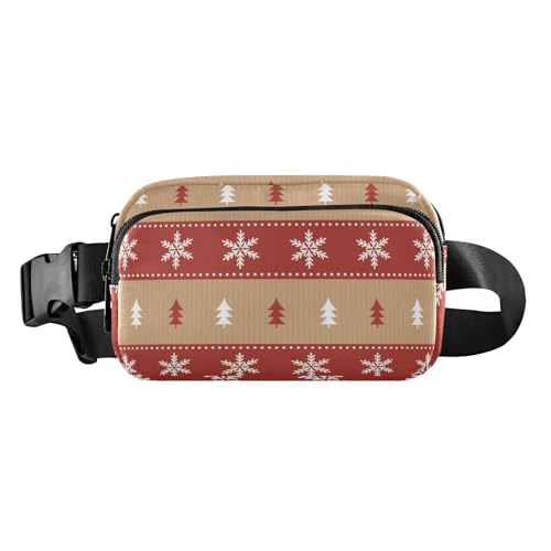 Hüfttasche mit weihnachtlichem Schneeflocken-Baum-Design, trendige Gürteltasche für Damen und Herren, kleine Schultertasche, Reisezubehör, mit verstellbarem Gurt, für Einkaufen, Sport, Arbeit, von FRODOTGV