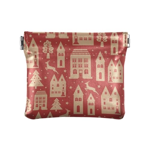 Kleine, tragbare Mini-Kosmetiktasche mit antikem Stadtmuster, PU-Leder, für Männer und Frauen, Farbmuster der antiken Stadt, 1 Size, Reisezubehör von FRODOTGV