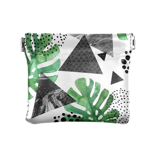 Kleine Damen-Geldbörse aus Leder, für Mädchen und Damen, Organisationstaschen, einzigartig, Aquarell, tropische Blätter, Tropische Aquarellblätter, 1 Size, Reisezubehör von FRODOTGV