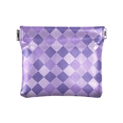 Kleine Geldbörse aus Leder für Damen, Jungen, Mädchen, Mini-Kosmetiktasche, praktisch, kariert, violett, dunkles Violett, Plaid Purple Deep Purple Light Purple, 1 Size, Reisezubehör von FRODOTGV