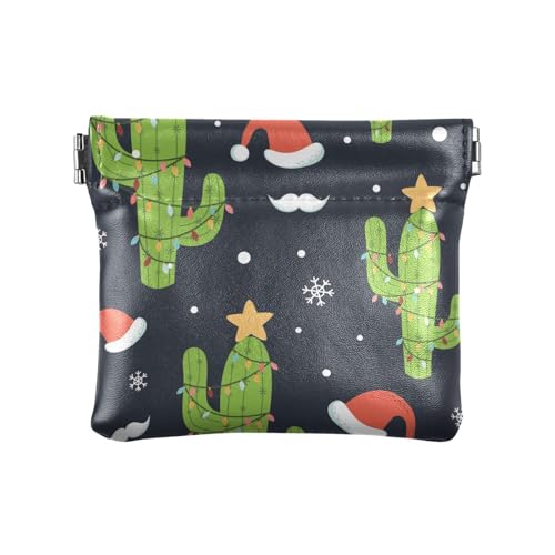 Kleine Geldbörse aus Leder für Damen, Kaktus, Weihnachtsmuster, Urlaub, Kosmetiktaschen für Geldbörse, praktisch, Kaktus-Weihnachtsmuster, 1 Size, Reisezubehör von FRODOTGV