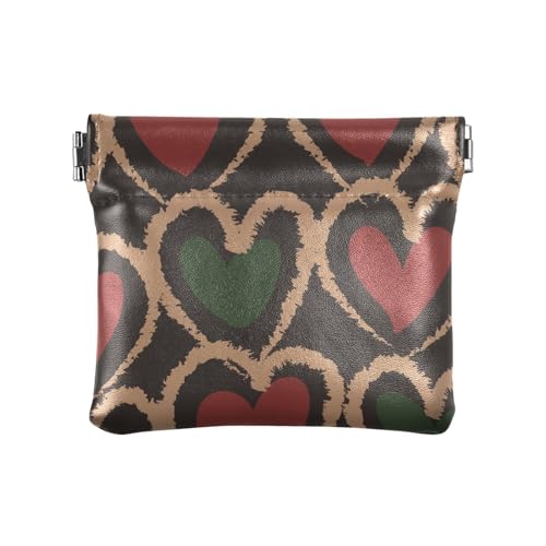 Kleine Geldbörse aus Leder für Damen, Mädchen, Tasche, Make-up-Tasche, tragbar, Weihnachten, Herzform, Pinselstrich, Weihnachts-Pinselstrich in Herzform, 1 Size, Reisezubehör von FRODOTGV