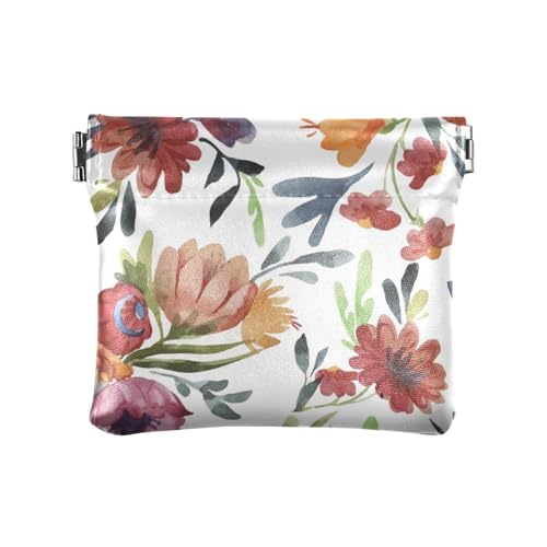 Kleine Geldbörse aus Leder für Damen, Mini-Kartenhalter, praktisch, Aquarell-Blumen, Aquarell Blumen, 1 Size, Reisezubehör von FRODOTGV