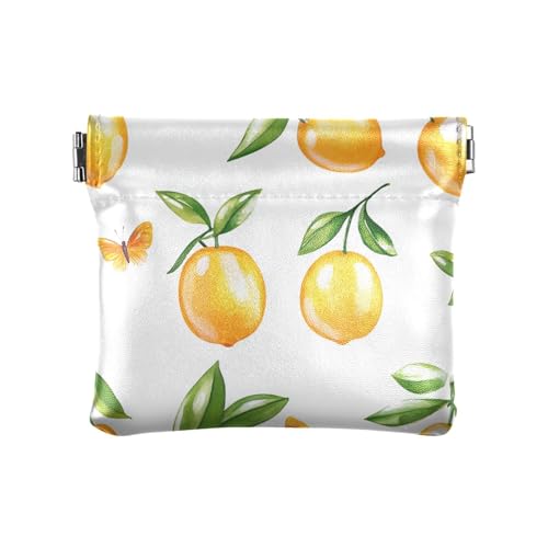 Kleine Geldbörse aus Leder mit Cartoon-Motiv, Gelbe Früchte, einzigartiger Kartenhalter für Frauen, Jungen, Mädchen, Gelbe Cartoon-Früchte, 4.33"(L) x 3.74"(W) x 0.39"(H), Classic von FRODOTGV