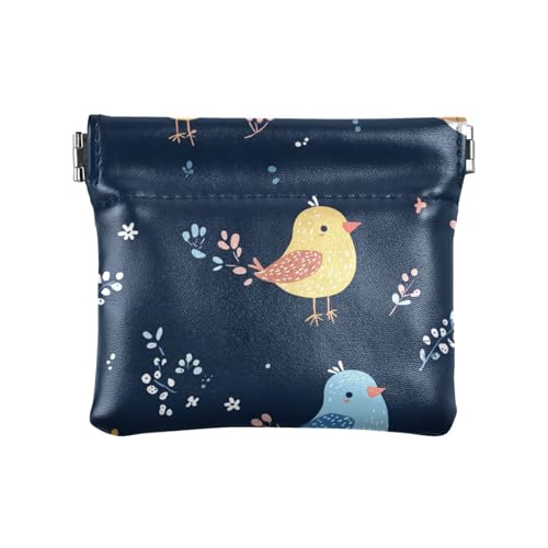 Kleine Geldbörse mit Cartoon-Vögeln, PU-Leder, praktisches Reisezubehör für Damen, Jungen, Mädchen, Niedliche Cartoon-Vögel, 4.33"(L) x 3.74"(W) x 0.39"(H), Classic von FRODOTGV