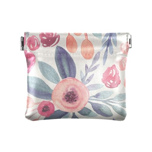 Kleine Münzbeutel aus PU-Leder, nahtloses Aquarell-Blumenmuster, Damen, Nahtloses Aquarell-Blumenmuster, 1 Size, Reisezubehör von FRODOTGV