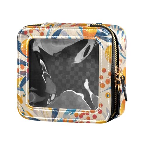 Koala Kosmetiktasche für Damen, niedliches Leder, transparent, Aufbewahrungstaschen, Blumenmuster, orangefarbene Früchte, Einheitsgröße von FRODOTGV