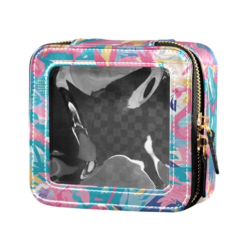 Kosmetiktasche, nahtlos, rosa Einhörner, Illustration, wasserdicht, transparent, kleine Make-up-Tasche für Damen, Kosmetik-Organizer, Reise-Kulturbeutel, Rosa Flamingo, Einheitsgröße von FRODOTGV