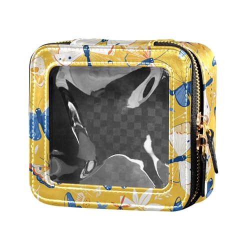 Kosmetiktasche, nahtlos, rosa Einhörner, Illustration, wasserdicht, transparent, kleine Make-up-Tasche für Damen, Kosmetik-Organizer, Reise-Kulturbeutel, Schöner Schmetterling, Einheitsgröße von FRODOTGV