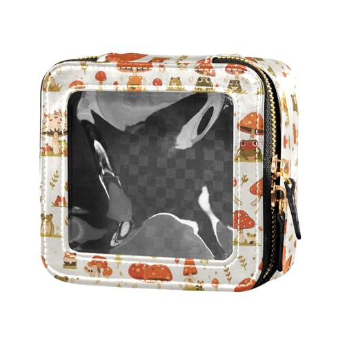 Kosmetiktasche aus Leder, Motiv: Kaktus, viele Illusionen, transparent, Reise-Kulturbeutel, Kosmetikbehälter für Damen und Mädchen, Verschiedene lustige Frösche Safari Pilz Prinzessin, Einheitsgröße von FRODOTGV