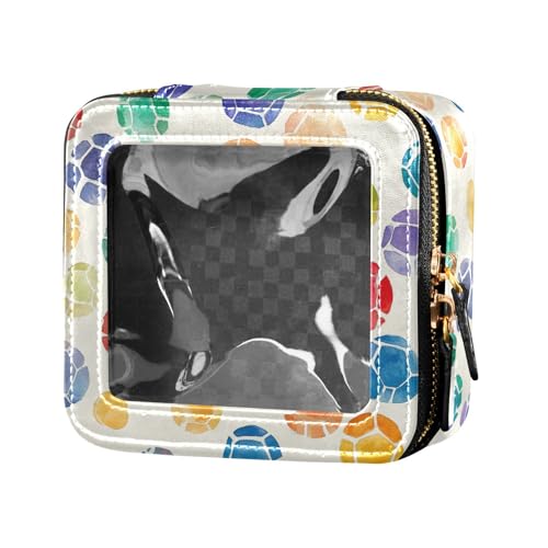 Kosmetiktasche für Damen, Aquarellfarben, orangefarbene Früchte, Blätter, niedlich, transparent, Fußballball, Einheitsgröße von FRODOTGV