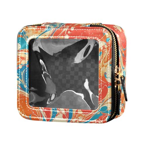 Kosmetiktasche für Damen und Mädchen, Motiv: Schmetterlinge auf weiß-rosafarbenem Leder, transparent, klein, für Geldbörse, Kulturbeutel mit Reißverschluss, Kosmetikbehälter für Damen und Mädchen von FRODOTGV