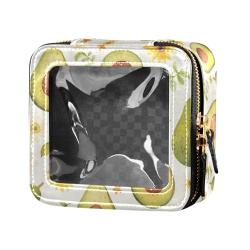 Kosmetiktasche mit Blumenmuster, Leder, transparent, klein, Reise-Kulturbeutel, Kosmetiktasche für Damen, Lustiger Avocado, Einheitsgröße von FRODOTGV