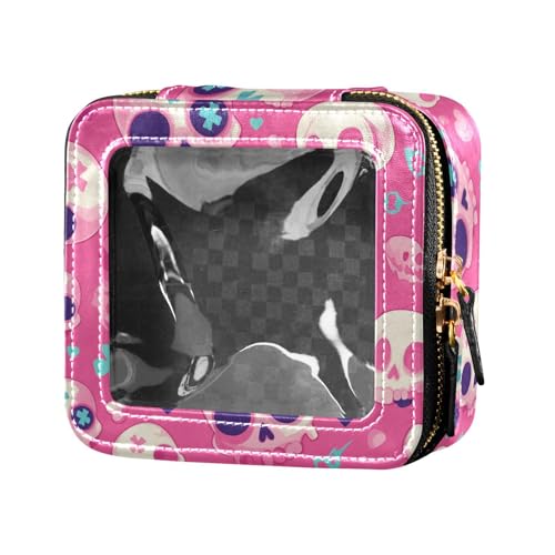 Kosmetiktasche mit Schneeflocken-Hintergrund, niedlich, transparent, Make-up-Tasche für Geldbörse, Kulturbeutel, Reisetasche, Kosmetik-Organizer für Damen, Totenköpfe, nahtlos, 1 Size von FRODOTGV