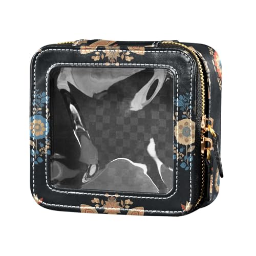 Kosmetiktasche mit niedlichen Faultieren auf gelben Zitronen, wasserdicht, transparent, klein, für Geldbörse, Hautpflege, Kosmetiktasche für Damen, Bunte Mandala-Blumen, 1 Size von FRODOTGV