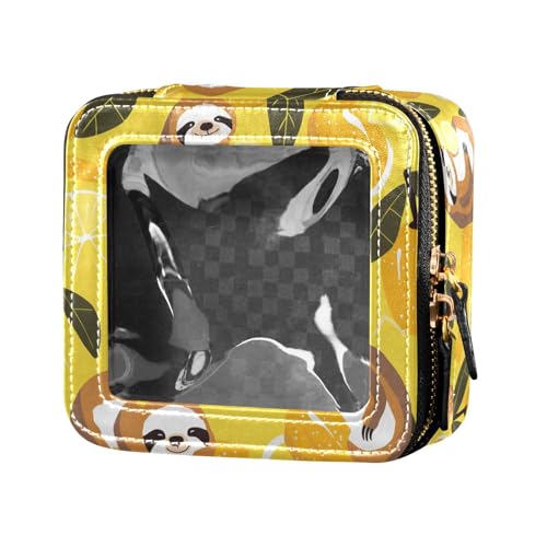 Kosmetiktasche mit niedlichen Faultieren auf gelben Zitronen, wasserdicht, transparent, klein, für Geldbörse, Hautpflege, Kosmetiktasche für Damen, Niedliche Faultiere auf gelben Zitronen, 1 Size von FRODOTGV