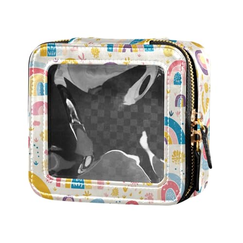 Kosmetiktasche mit niedlichen Faultieren auf gelben Zitronen, wasserdicht, transparent, klein, für Geldbörse, Hautpflege, Kosmetiktasche für Damen, Niedlicher Regenbogen-Boho-Stil, Einheitsgröße von FRODOTGV