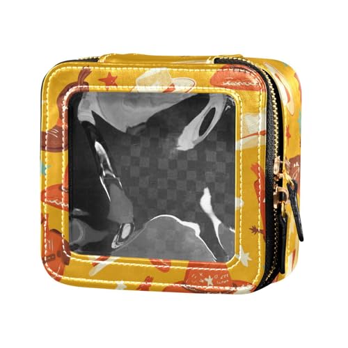 Kosmetiktasche mit silbernem Glitzermuster, glänzend, niedlich, transparent, kleine Make-up-Tasche für Damen, Kosmetikbehälter, Reisetaschen für Toilettenartikel, Nahtloser Cowboy-Westernstiefelhut, 1 von FRODOTGV