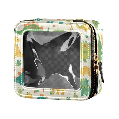Kosmetiktasche mit silbernem Glitzermuster, glänzend, niedlich, transparent, kleine Make-up-Tasche für Damen, Kosmetikbehälter, Reisetaschen für Toilettenartikel, Set Cartoon-Aquarell-Dinosaurier von FRODOTGV