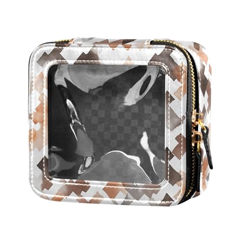 Kosmetiktasche mit süßen Früchten, Bananen, Äpfeln, Birnen, skandinavischer Stil, niedlich, transparent, Reise-Kulturbeutel, tragbarer Kosmetik-Organizer für Damen und Mädchen, Braunes von FRODOTGV