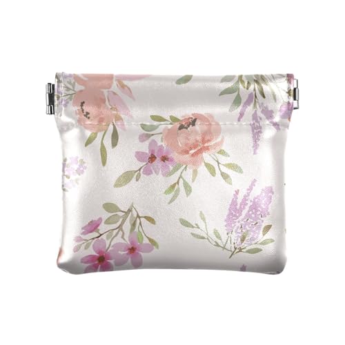 Leichtes Muster mit Pfingstrosen für Damen, kleine Ledergeldbörse, einzigartige Tasche, Geldbörse, Make-up-Tasche für Frauen, Jungen, Mädchen, Helles Muster mit Pfingstrosen, 1 Size, Reisezubehör von FRODOTGV