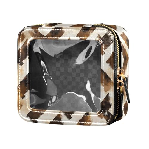 Lustige Avocado-Make-up-Tasche, wasserdicht, transparent, mit Reißverschluss, Hautpflege-Beutel, tragbarer Kosmetik-Organizer für Damen und Mädchen, Braunes Hahnentrittmuster, Einheitsgröße von FRODOTGV