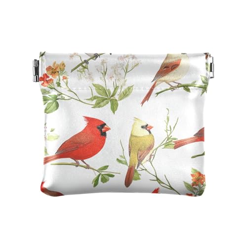 Lustiger roter Vogel für Damen und Herren, Leder, Münzgeldbörse, wasserdicht, Schmuck für Mädchen, Frauen, Lustiger roter Vogel, 4.33"(L) x 3.74"(W) x 0.39"(H), Classic von FRODOTGV