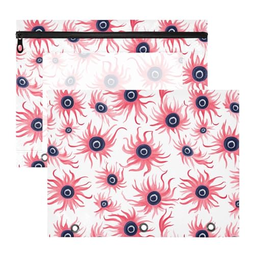 Lustiges Federmäppchen mit Meeresanemonen-Motiv, mit Reißverschluss, 3 Löcher, Tasche für A4-Papier, Briefe, 2 Stück, Studenten von FRODOTGV