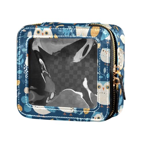 Make-up-Tasche für Geldbörse, Reißverschluss, Hautpflege, Kosmetikbehälter für Damen, Rot, glitzernd, wasserdicht, transparent, Eule Blau, Einheitsgröße von FRODOTGV