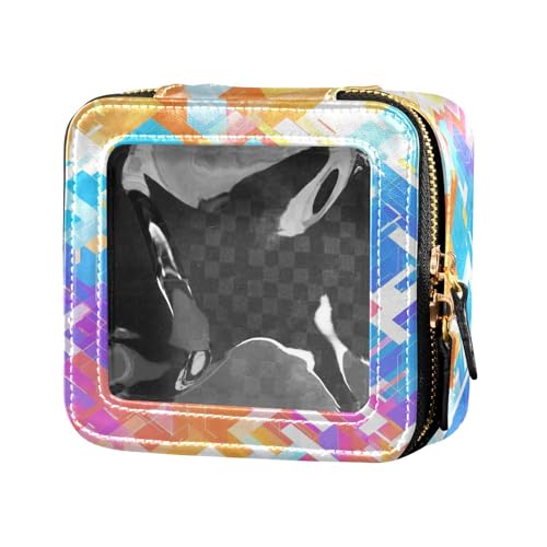 Make-up-Tasche mit abstrakten Regenbogenstreifen, niedlich, transparent, für Damen, tragbarer Kosmetik-Organizer, Kulturbeutel mit Reißverschluss, Abstrakte Regenbogenstreifen, Einheitsgröße von FRODOTGV