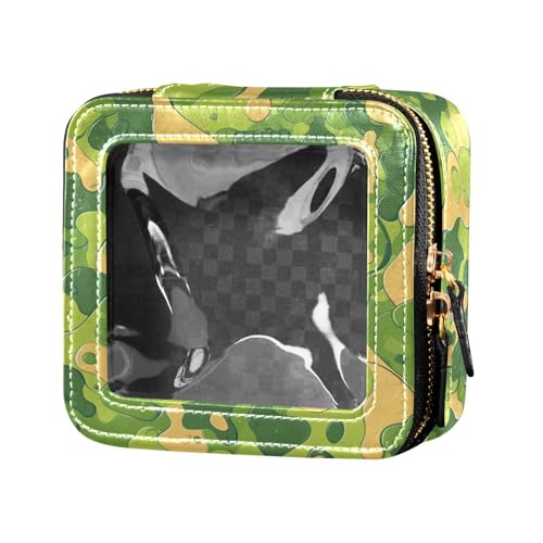 Make-up-Tasche mit abstrakten Regenbogenstreifen, niedlich, transparent, für Damen, tragbarer Kosmetik-Organizer, Kulturbeutel mit Reißverschluss, Militärisches Tarnmuster, Safari, 1 Size von FRODOTGV