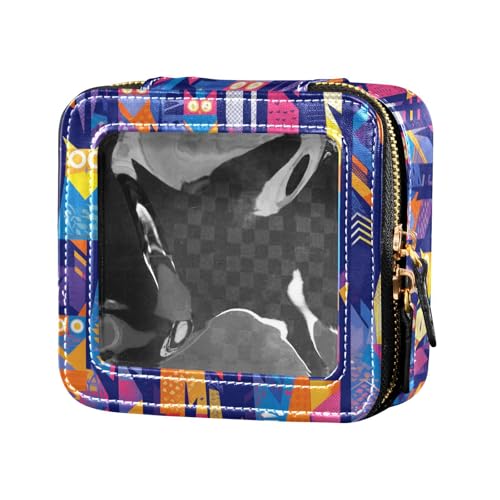 Make-up-Tasche mit lustigem Dampfzug, Bronze, niedlich, transparent, für Damen und Mädchen, Kosmetik-Organizer, Reißverschluss, Hautpflegebeutel, Niedliche, bunte Eulen und Bäume, Einheitsgröße von FRODOTGV