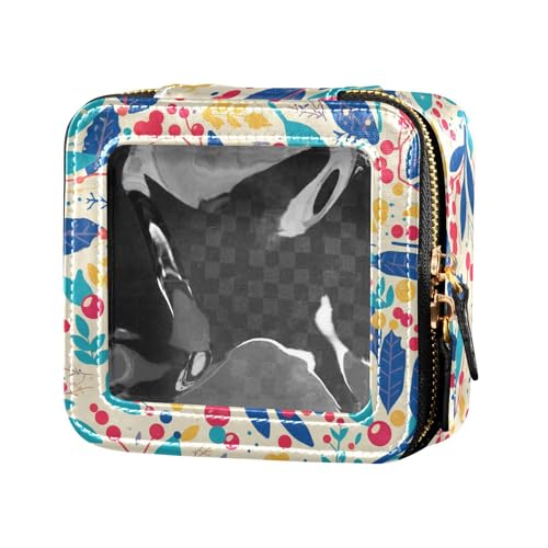 Make-up-Tasche mit niedlichem Weihnachtsbaum, rotes LKW, Leder, transparent, kleine Make-up-Tasche, Hautpflege, Kosmetik-Organizer für Damen, Weihnachts-Stechpalmenbeeren, Einheitsgröße von FRODOTGV