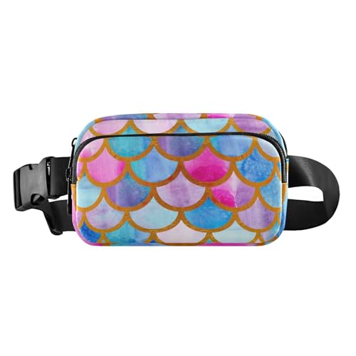 Meerjungfrauen-Waage, Aquarell, Fisch, modische Umhängetasche, Hüfttasche für Damen, Herren, Teenager, Mehrzweck-Umhängetasche mit verstellbarem Riemen für Reisen, Einkaufen, Laufen, von FRODOTGV