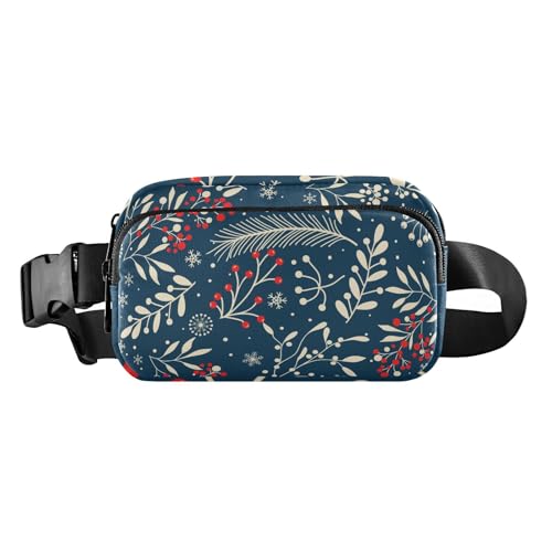 Mehrzweck-Gürteltasche mit verstellbarem Riemen, niedliche Umhängetasche, Gürteltasche, Frohe Weihnachten, Winter, Blätter, Schneeflocken, für Damen und Herren, für Reisen, Laufen, Wandern, Frohe von FRODOTGV