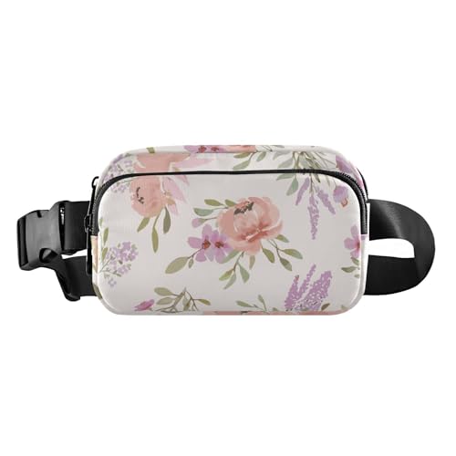Mehrzweck-Hüfttasche mit verstellbarem Riemen, stilvolle Gürteltasche mit Reißverschluss, leichtes Muster mit Pfingstrosen, für Damen, Herren, Teenager, für Workout, Laufen, Wandern, Leichtes Muster von FRODOTGV