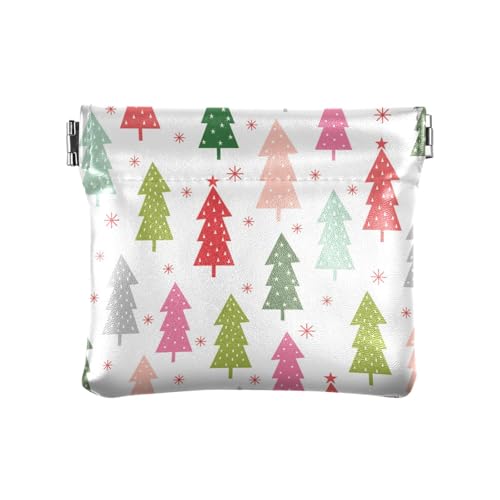 Mini-Geldbörse aus PU-Leder, buntes Weihnachtsmuster, Baum, für Damen, Bunter Weihnachtsbaum, 1 Size, Reisezubehör von FRODOTGV