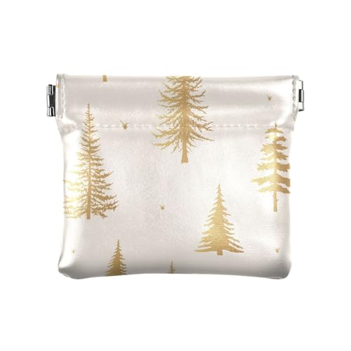 Mini-Geldbörse aus PU-Leder, für Damen, mit goldfarbenen Nadelbäumen, Silhouetten, Goldene Nadelbäume Silhouetten Muster, 1 Size, Reisezubehör von FRODOTGV
