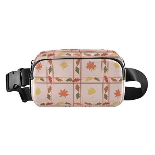Mini-Gürteltasche mit verstellbarem Riemen, modische Croose-Körper, Geldbörse, Herbstblätter-Muster, bunt, für Damen und Herren, für Reisen, Einkaufen, Laufen, Bunte Fliesen mit Herbstblättern, 1 Size von FRODOTGV