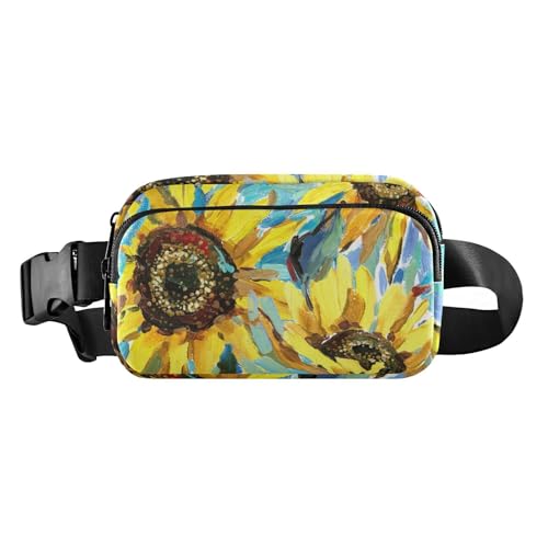 Mini-Gürteltasche mit verstellbarem Riemen, stilvolle Umhängetasche, Sporttasche, Sonnenblumen, Impressionismus, Malerei, für Herren und Damen, zum Radfahren, Wandern, Fitnessstudio, von FRODOTGV