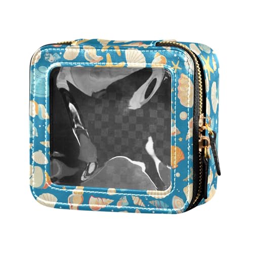 Mini-Make-up-Tasche, Motiv: Astronauten mit Sternbildern, Planeten, transparent, Hautpflege, Kosmetikbehälter für Damen, Muscheln in verschiedenen Formen und Seesternen, Einheitsgröße von FRODOTGV
