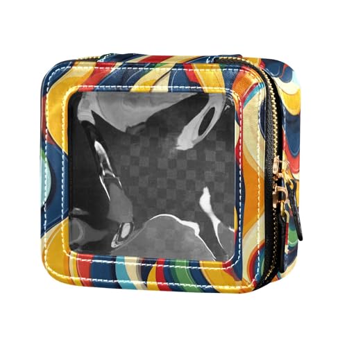 Mini-Make-up-Tasche, Motiv: Astronauten mit Sternbildern, Planeten, transparent, Hautpflege, Kosmetikbehälter für Damen, Nahtlose Fliesen, Portugiesisch, Spanisch, Italienisch, Einheitsgröße von FRODOTGV