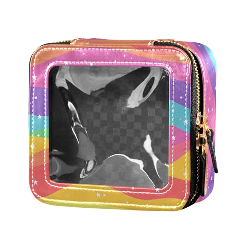 Mini-Make-up-Tasche für Geldbörse, Reise-Kulturbeutel, Kosmetik-Organizer für Damen, rosa Glitzer, Leopardenmuster, Lgbt Glitzer-Regenbogen-Flagge, Einheitsgröße von FRODOTGV