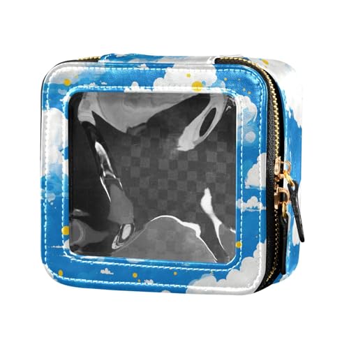 Mini-Make-up-Tasche mit Ameisen-Motiv, transparent, für Damen und Mädchen, Kosmetik-Organizer, Hautpflege, Wolken auf blauem Hintergrund, Einheitsgröße von FRODOTGV