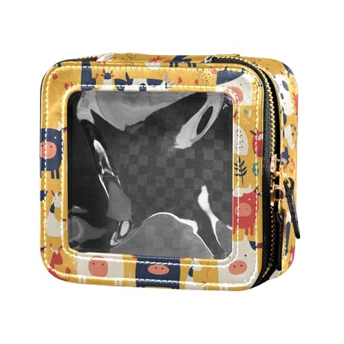 Mini-Make-up-Tasche mit Blumenmotiven und Kranichen, transparent, klein, für Damen, Mädchen, Kosmetik-Organizer, Kulturbeutel, Niedliches Kuhmuster, handgezeichnet, Einheitsgröße von FRODOTGV