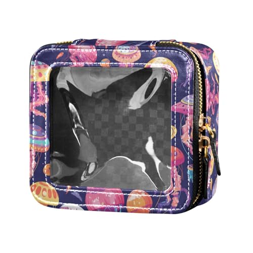 Mini-Make-up-Tasche mit bunten Quallen, transparent, für Geldbörse, Hautpflege, Kosmetiktasche für Damen und Mädchen, Bunte Quallen, Einheitsgröße von FRODOTGV