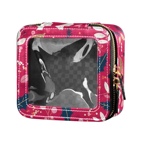 Mini-Make-up-Tasche mit bunten Quallen, transparent, für Geldbörse, Hautpflege, Kosmetiktasche für Damen und Mädchen, Weihnachts-Stechpalmenbeeren Ölgemälde, Einheitsgröße von FRODOTGV