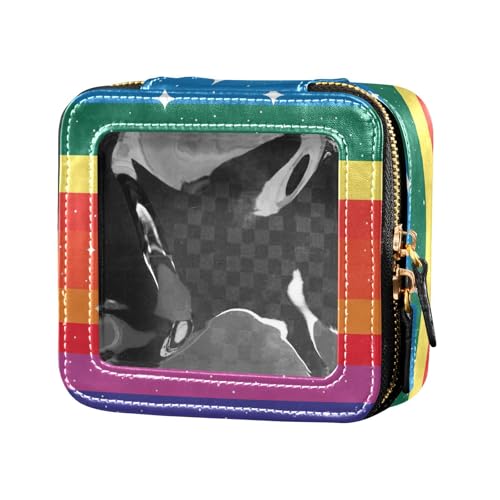 Mini-Make-up-Tasche mit roter Glitzerstruktur, für Damen und Mädchen, Kosmetiktasche, Reisetaschen für Toilettenartikel, Lgbt Glitzer-Regenbogen-Flagge, Einheitsgröße von FRODOTGV