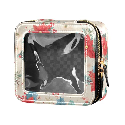 Mini-Make-up-Tasche mit roter Glitzerstruktur, für Damen und Mädchen, Kosmetiktasche, Reisetaschen für Toilettenartikel, Merry Christmas & Happy New Year, Einheitsgröße von FRODOTGV