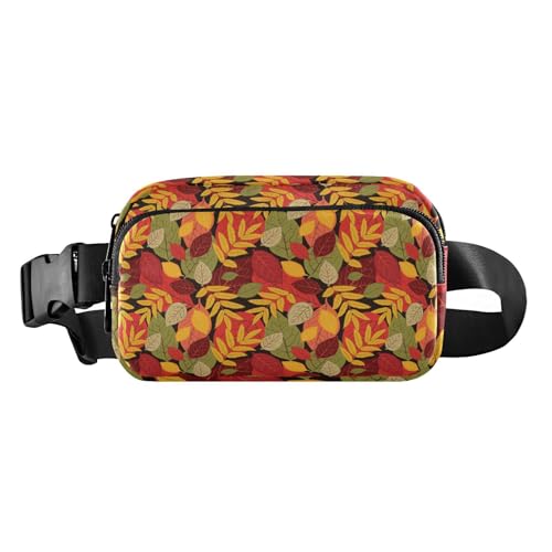Modische Bauchtasche, Hüfttasche, Motiv: rötliche Blätter im Herbst, Orange, für Damen und Herren, große Kapazität, Crossbody-Sporttasche mit verstellbarem Gurt, für Reisen, Einkaufen, Laufen, von FRODOTGV